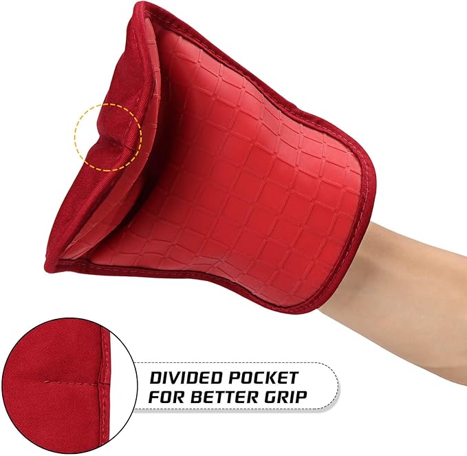 HOMWE Silicone Oven Mitts and Pot Holders for Kitchen & Baking - Set of 4 Heat-Resistant, Heavy-Duty Cooking Mittens w/Non-Slip, Textured Grip