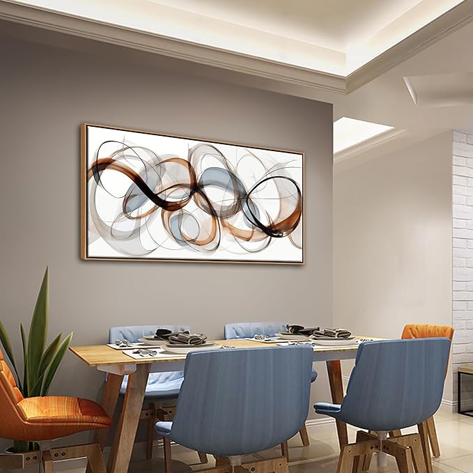 Textured Abstract Wall Art: Framed Canvas for Living Room,Office Decor - Large, Modern, Minimalist, Brown Painting - Kitchen, Family Wall Decor 24×48IN Wood Frame Dedroom Decorations