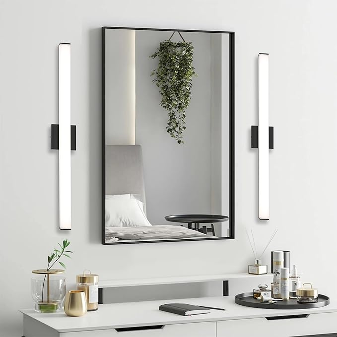 Bathroom Vanity Light Brushed Black Square LED 31.5 inch 24W 4000K Natural White Light Wall Bar Lighting Fixtures Over Mirror (Matte Black, 31.5in 4000K Dimmable)
