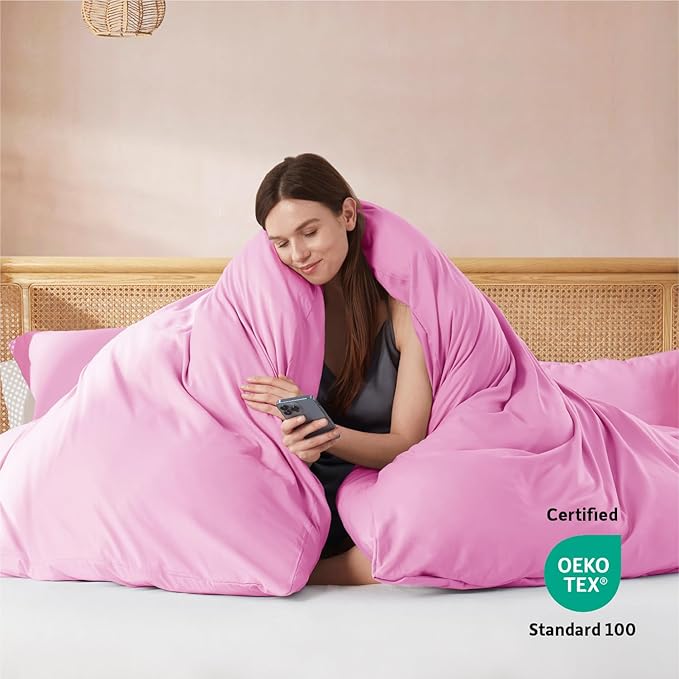 Nestl Light Pink Duvet Cover Full Size - Soft Double Brushed Full Size Duvet Cover Set, 3 Piece, with Button Closure, 1 Duvet Cover 80x90 inches and 2 Pillow Shams