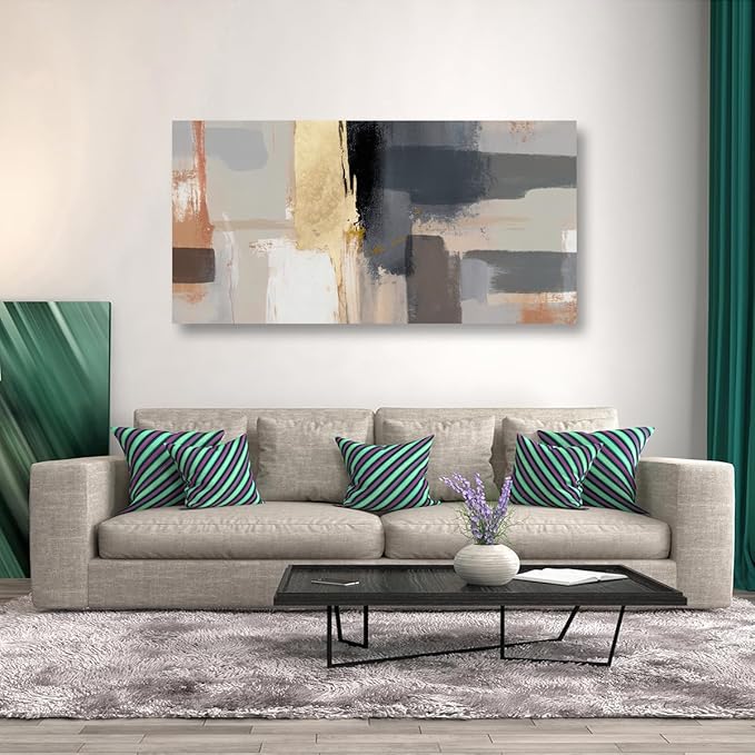 Abstract Canvas Wall Art for Living room Office Bedroom Golden Grey Wall Art Print Oil Paintings Modern Black White Marble Pictures Wall Decor Cool Artwork Waterproof Ready to Hang - 20in * 40inch