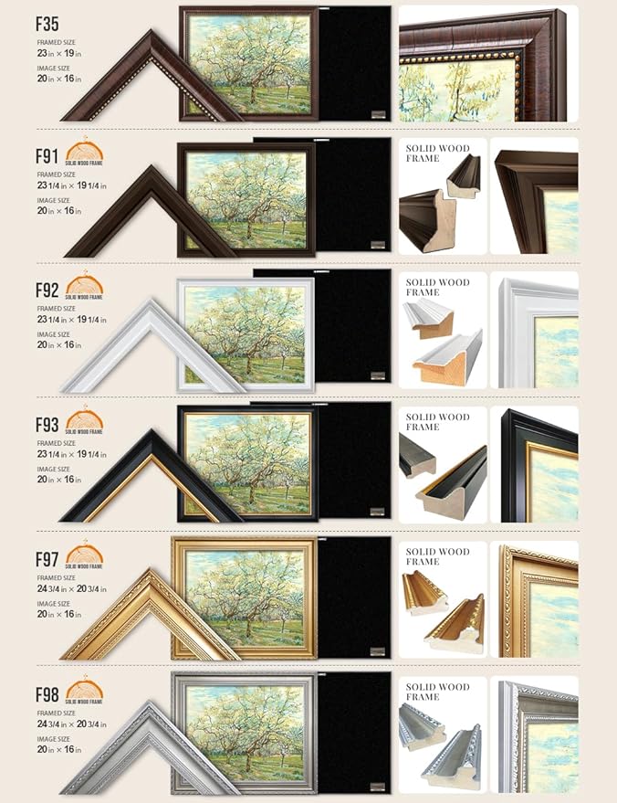 DECORARTS - The White Orchard - Vincent Van Gogh Giclee Prints w/Antique Brown Frame for Wall Decor. Picture Size: 20x16, Total Size w/Frame: 23x19