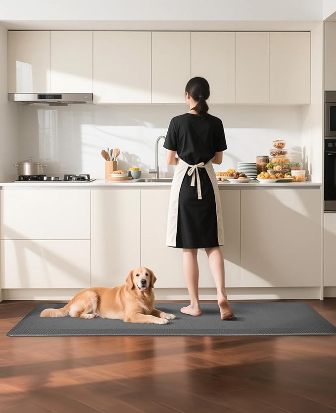 Ophanie Kitchen Mats for Floor, 3/4 Inch Thick Kitchen Rugs, 24 x 70 Anti Fatigue Standing Cushioned Mat, Waterproof,Comfort Ergonomic Mat for Office, Home, Sink, Grey Non-Slip Bottom