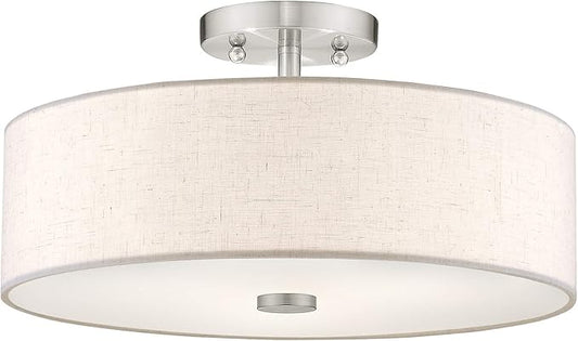 Livex Lighting 52135-91 Meridian 3 Light Brushed Nickel Ceiling Mount