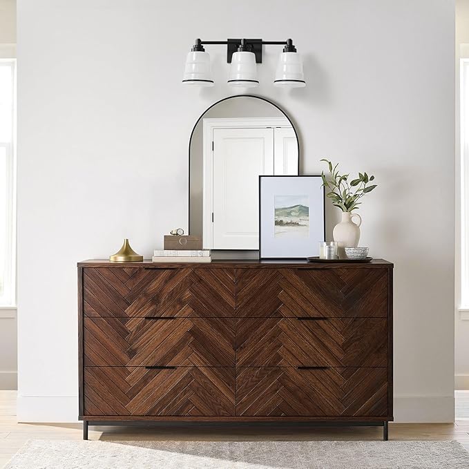 Black Bathroom Vanity Light Fixture,3 Light Bathroom Light Fixtures Over Mirror with Milky White Glass and Metal Base Wall Sconce,21.3 inch Modern Vanity Light for Bathroom (Exclude E26 Bulb)