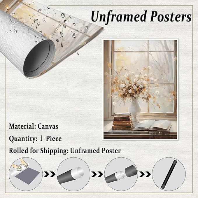 Fall Decor Canvas Print Posters Vintage Light Academia Wall Art Autumn Painting Cozy Fall Autumn Leaves Home Decor 24x36 Unframed