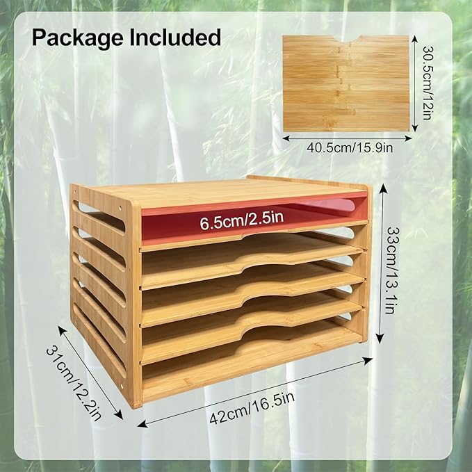 Wooden Cabinet Tray Dividers,Kitchen Vertical Tray Divider Organizer for Storing Baking Sheets, Pans, Lids, Cutting Boards, and Trays – 5-Compartment Adjustable Design for Clutter-Free Cabinet Storage