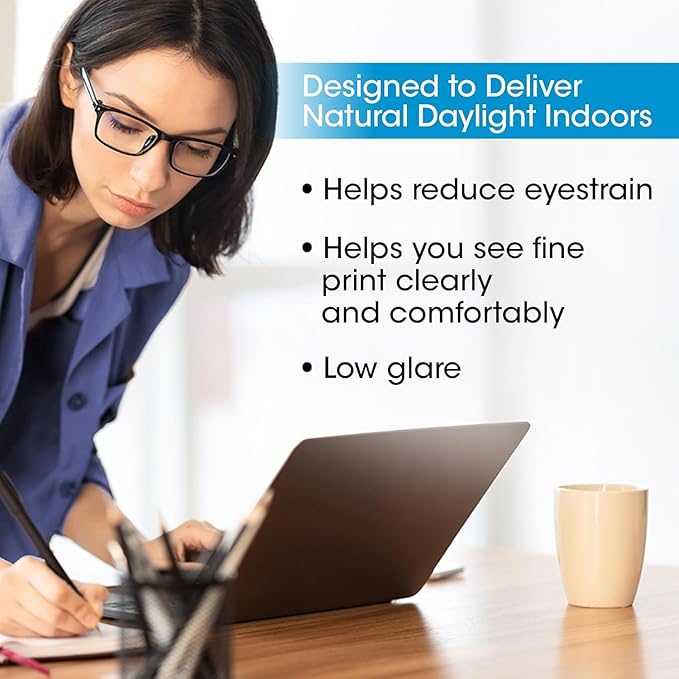 Ottlite Archer Floor Lamp - Mid-Century Modern Design, Satin Brass Finish, LED, Adjustable Shade