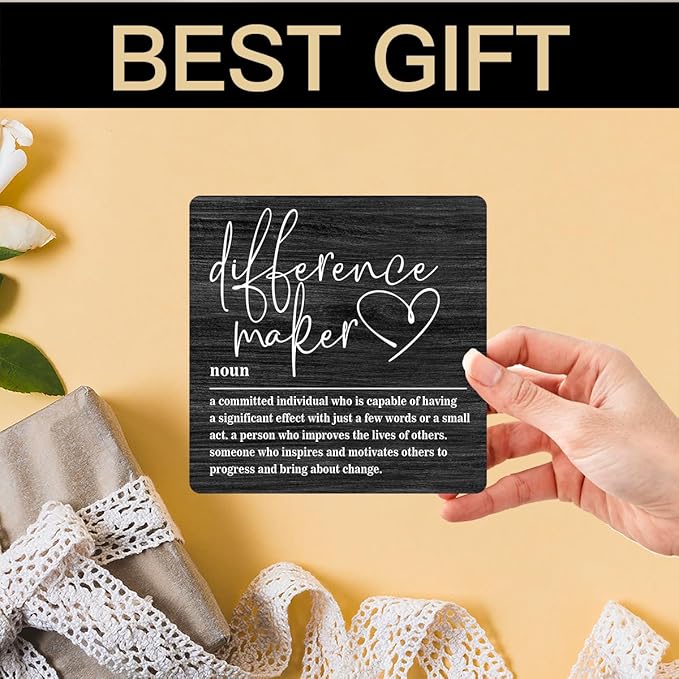 Wooden Table Sign Gift Difference Maker Definition Desk Decor Wood Plaque With Stand Unique Gift Ideas for Boss Women Best Mom Coworker Teacher Office-B01