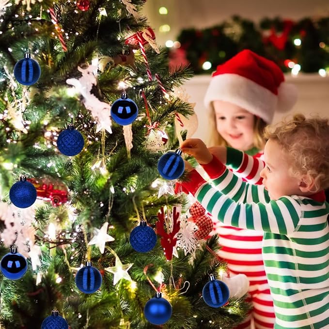 30PCS 2" Christmas Ball Ornaments Shatterproof Navy Blue Christmas Tree Decorations Xmas Tree Balls Halloween Ornaments Décor