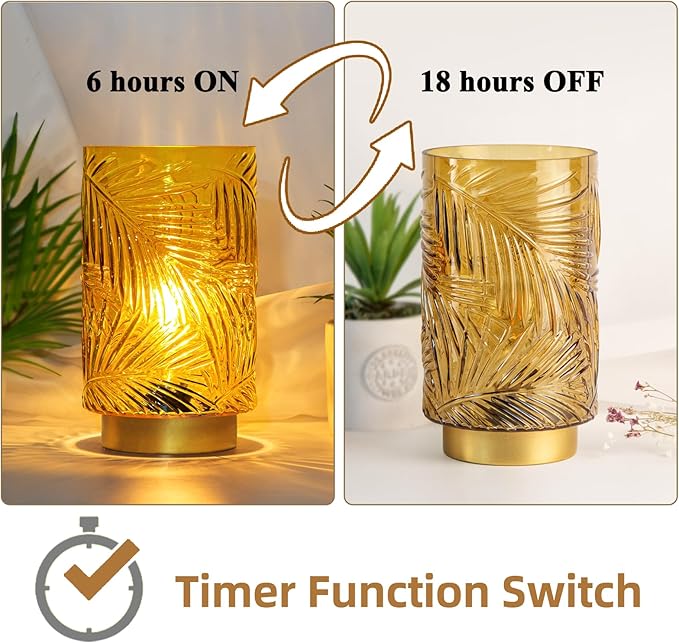 Battery Operated Table Lamp, Cordless Lamps for Home Decor, Battery Powered Nightlight with LED Bulb with Timer, Decorative Lights for Living Room Bedroom Tabletop Entryway Centerpiece Gift(S Yellow)