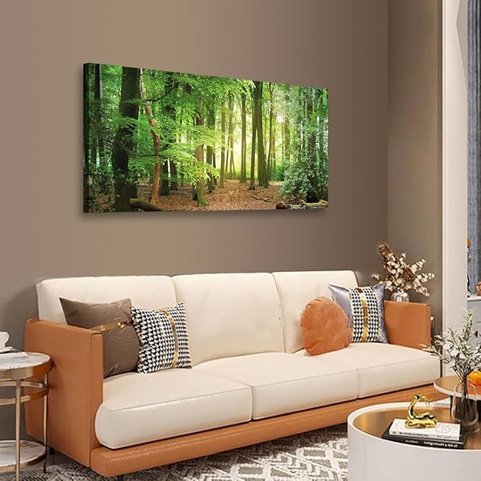 Green Forest Wall Art for Living Room Bedroom Office Large Nature Canvas Wall Art Kitchen Pictures Modern Landscape Wall Decor Paintings Tree of Life Artwork Waterproof Ready to Hang - 20in * 40inch