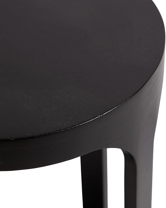 Kate and Laurel Dahl Modern Slatted Wooden Round Drink Table; 12 x 23; Black; Transitional Wood Accent Pedestal Table for Use as Living Room Plant Stand or Small Bedroom Nightstand