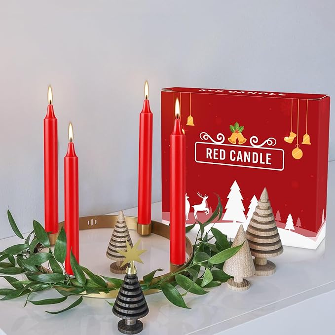 20PCS 4-inch Red Taper Candles for Decorative Use - Perfect for Christmas Events and Celebrations