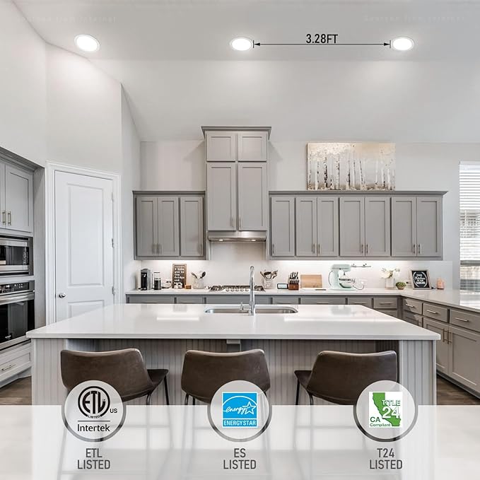 TORCHSTAR Basic Series 12-Pack 8 Inch Ultra-Thin LED Recessed Lighting with Junction Box, CRI90, Aluminum, 5000K Daylight, 5%-100% Dimmable Slim Recessed Downlight, 18W 1500LM, ETL and Energy Star