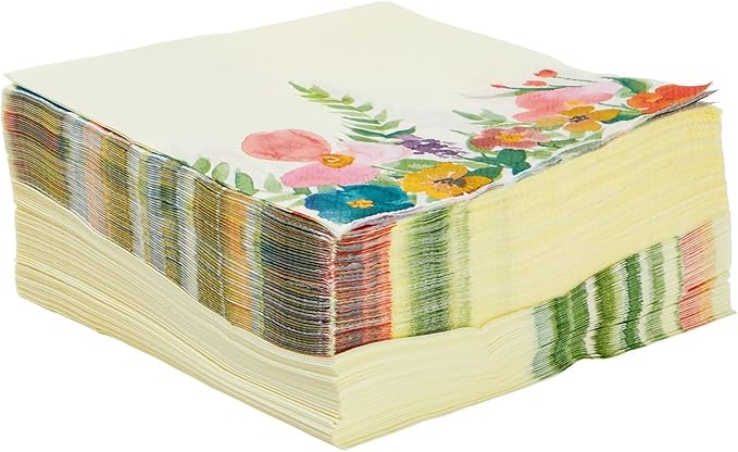 Juvale 100-Pack Floral Disposable Paper Napkins - 6.5 x 6.5 in Folded, 13 x 13 in Unfolded, Multicolor Vintage Wildflower, 2-Ply - For Garden Party Decor & Wildflower Party Decorations