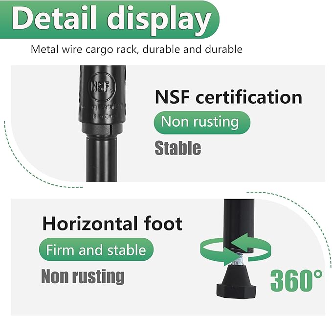 BestOffice | 5-Tier Wire Storage Shelves | 22x12x48 | Black | with Adjustable Racks | Heavy-Duty Metal Shelf, Holds Upto 750 lbs | No-Tool Assembly | Ideal for Home & Garage Shelving