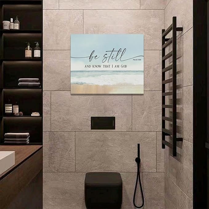Large Christian Wall Art Be Still and Know That I Am God Pictures Wall Decor Bible Verse Psalm Canvas Painting Print Modern Home Decor Artworks Framed for Living Room Bathroom Master Bedroom 20"x16"