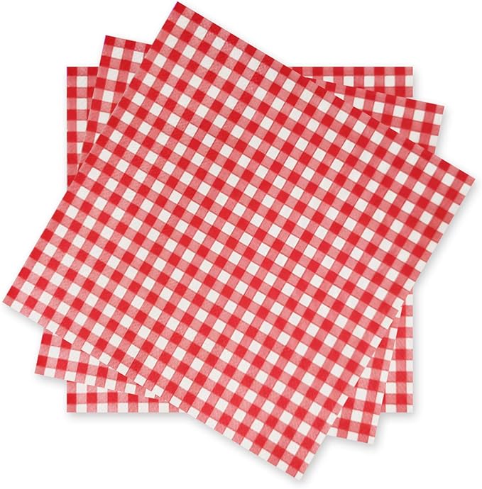 Gatherfun Disposable Red and White Gingham Paper Napkins (Pack of 50)