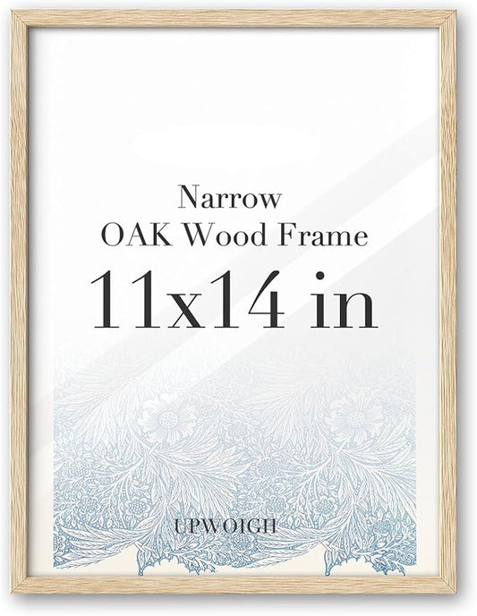 UPWOIGH 11x14 Oak Wood Picture Frame - Minimalist 11x14 Poster Frame, 11"x14" Picture Frame Wood, Natural Solid Wooden Picture Frames for Wall Art Photo and Prints,1 Pack