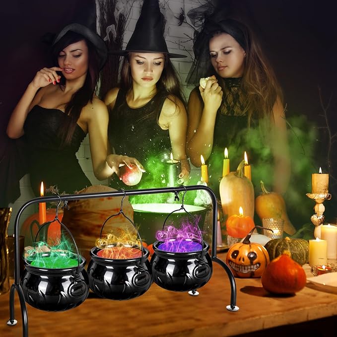 Halloween Decorations Halloween Party Decorations - 3 Ceramic Witches Cauldron Serving Bowls Set Hocus Pocus Witch Decoration Serving Cauldron for Party Supplies Home Kitchen Outdoor Indoor Decoration
