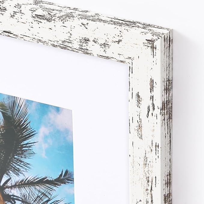 Vittanly Picture Frames Set of 10, Picture Frames Collage Wall Decor with Two 8x10, Four 5x7, and Four 4x6 Photo Frames, Gallery Wall Frame Set for Wall or Tabletop Display, Distressed White