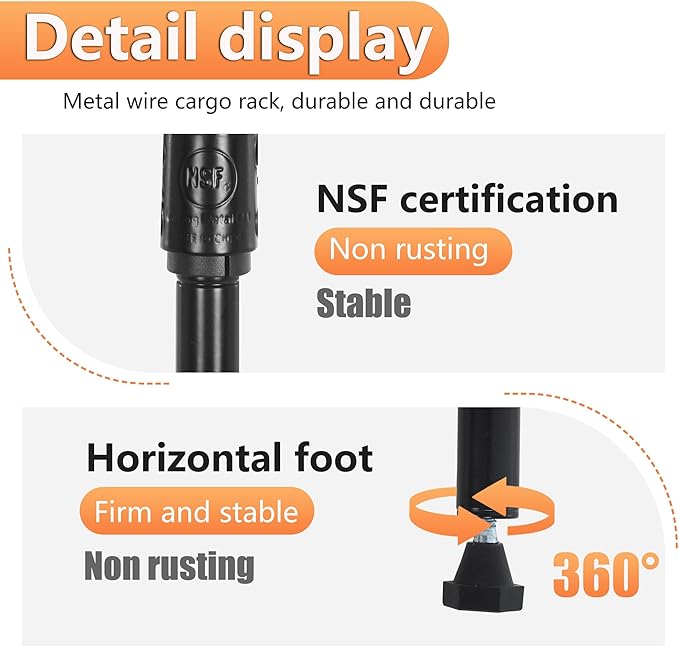 BestOffice | 5-Tier Wire Storage Shelves | 17x12x48 | Black | with Adjustable Racks | Heavy-Duty Metal Shelf, Holds Upto 750 lbs | No-Tool Assembly | Ideal for Home & Garage Shelving