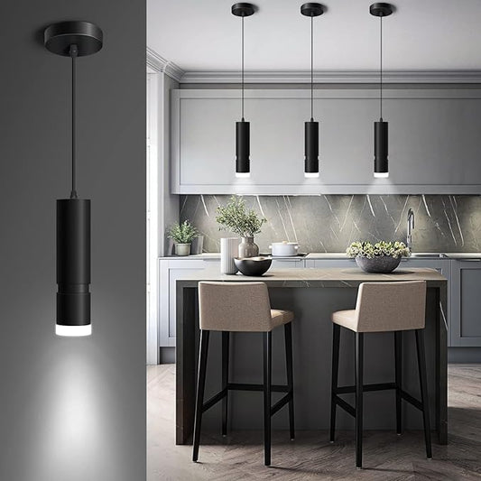 OKELI Pendant Lights Kitchen Island, Modern Unique Adjustable Focus Pendant Lighting for Kitchen Island Dining Room, Bedroom,Bar, Black LED Mini Spot Pendant Lights with 20W,4000K, ETL5026458(1Pack)
