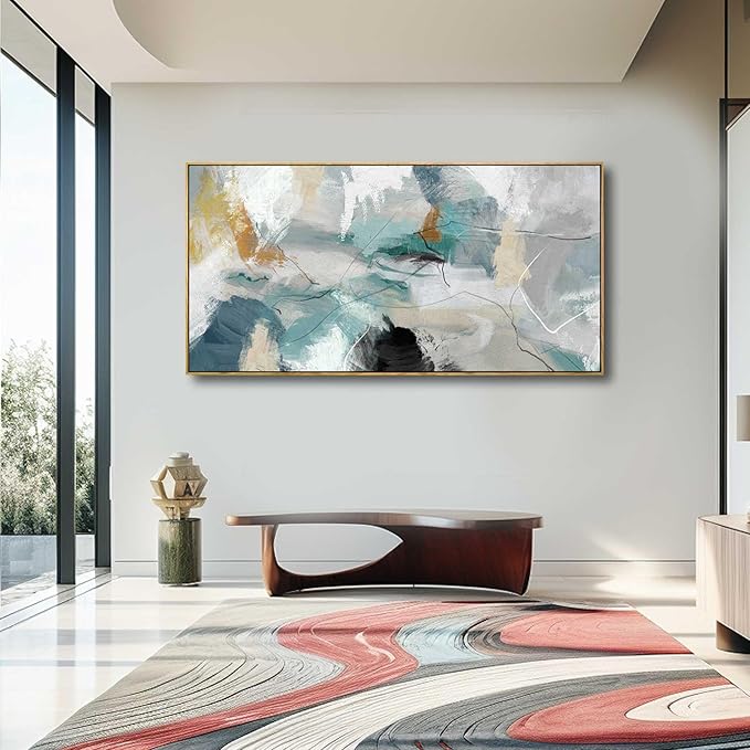 Kureful Large Canvas Wall Art Minimalist Decor Living Room Pictures Grey Wall Decor Hand Painted Artwork for Bedroom Kitchen Hotel Wall Decoration 30x60 Inch