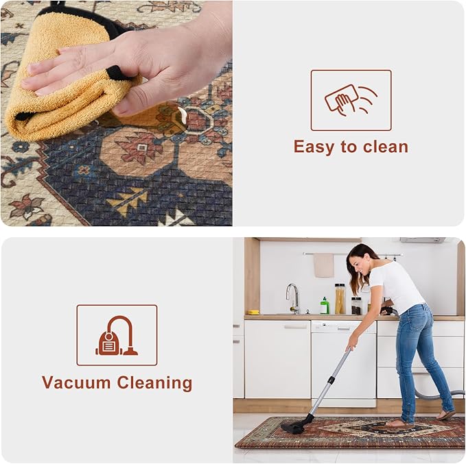 KIMODE Farmhouse Kitchen Mats,Anti Fatigue Kitchen Rugs Sets of 2, Non Slip Waterproof Kitchen Floor Mats, Ergonomic Cushioned Comfort Standing Mat for Laundry, Office, Sink,Desk,Red