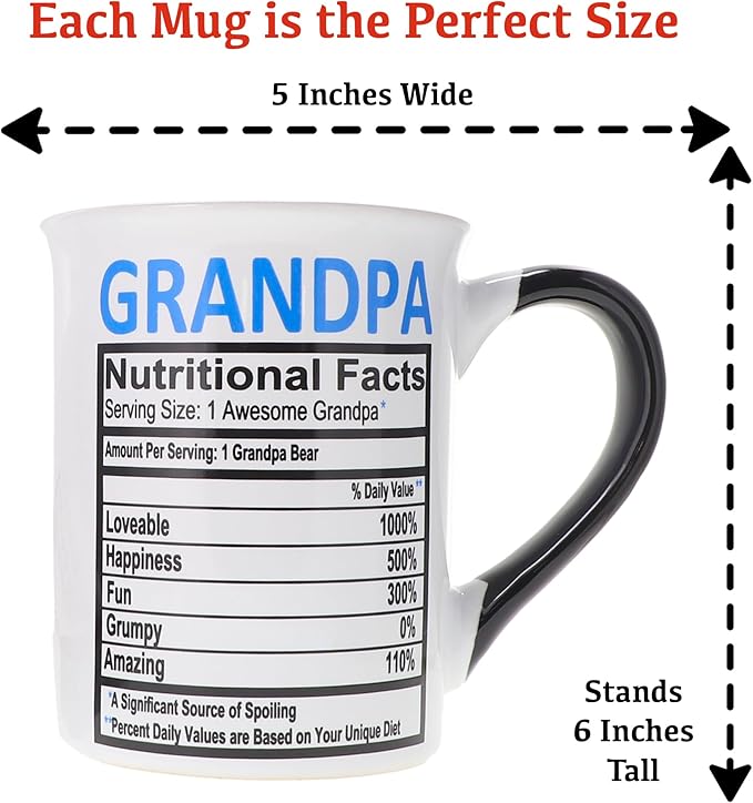 Cottage Creek Mugs - Set of Two 16oz. Large Ceramic Grandma Grandpa Coffee Cups - Ideal Stoneware Mugs for Kitchen, Office & Home Decor - Gifts for Grandparents, Women and Men, Parents