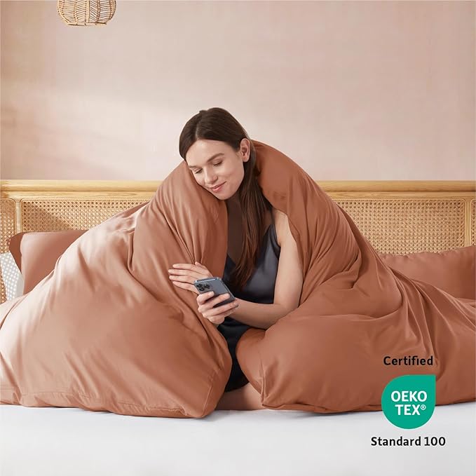 Nestl Rust Duvet Cover King Size - Soft Double Brushed King Duvet Cover Set, 3 Piece, with Button Closure, 1 Duvet Cover 104x90 inches and 2 Pillow Shams