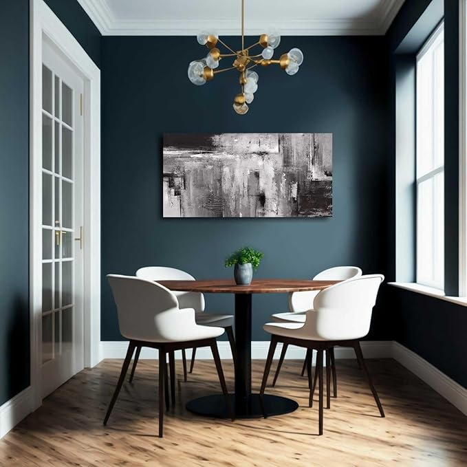 XIANSHOU Abstract Canvas Painting Modern Home Decor Black Art Picture Ready to Hang for Living Room Bedroom Office Wall Decor 20x40 Inch