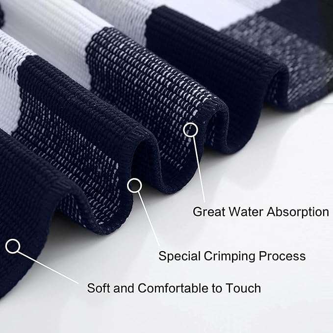 SEEKSEE Cotton Buffalo Plaid Rug 27.5"x43" Navy Blue and White Checked Rug Washable Doormats Indoor Outdoor Rugs for Layered Front Door Mats, Porch, Kitchen, Farmhouse, Entryway