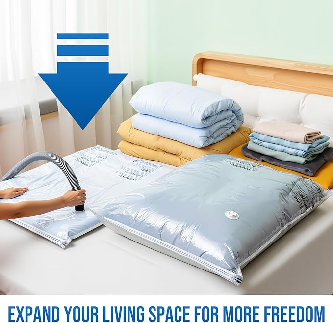 TAILI 8 Pack Vacuum Storage Bags for Comforter and Blankets, Jumbo Vacuum Seal Bags for Bedding 40x31 Inch, Space Saver Bags for Clothes, Pillows, Saving More Closet Space