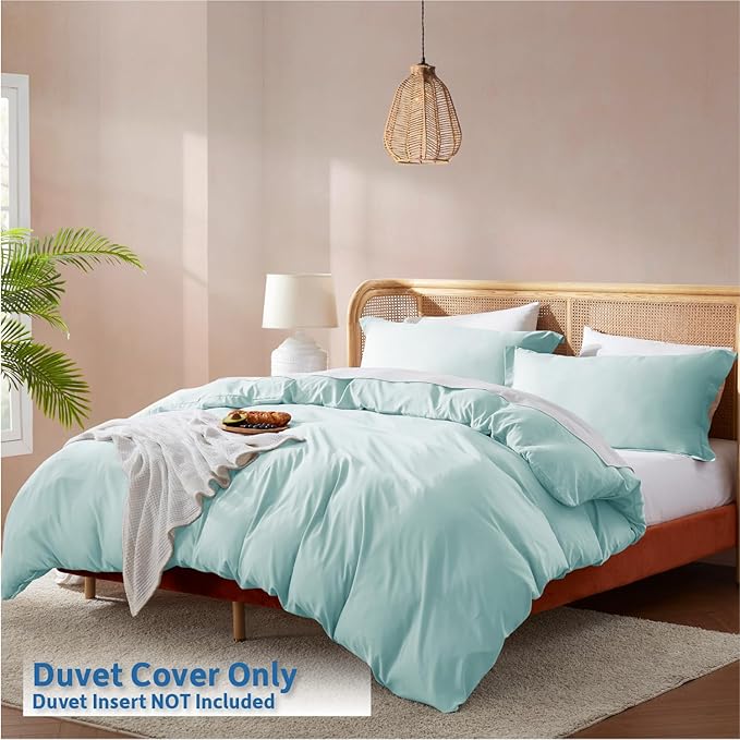 Nestl Light Blue Duvet Cover King Size - Soft Double Brushed King Duvet Cover Set, 3 Piece, with Button Closure, 1 Duvet Cover 104x90 inches and 2 Pillow Shams