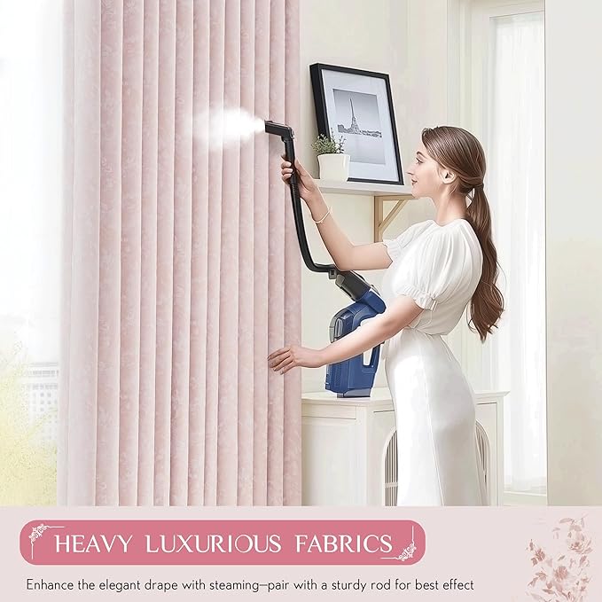 Beauoop Pink Floral Jacquard Blackout Curtains 63 Inches Long 2 Panels for Girls Bedroom Living Room Chenille Flower Room Darkening Thermal Soundproof Rod Pocket Back Tab Window Drapes, 52x63