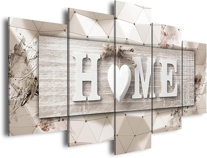 AWLXPHY Decor Home Sweet Home Canvas Wall Art Print Painting 5 Panels Framed for Living Room Decoration Modern Still Life Love Stretched Artwork Giclee Wedding Gift (Yellow, W60 x H30)