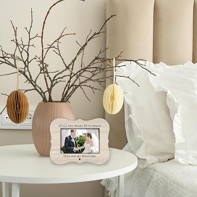Wedding Photo Frames - This Was My Favorite - Wedding Gifts For Newlyweds, 2025 Wedding Minimalist Wood Picture Frame, Placeable 4 x 6 horizontal photo, for Home Bedroom Decoration - A11
