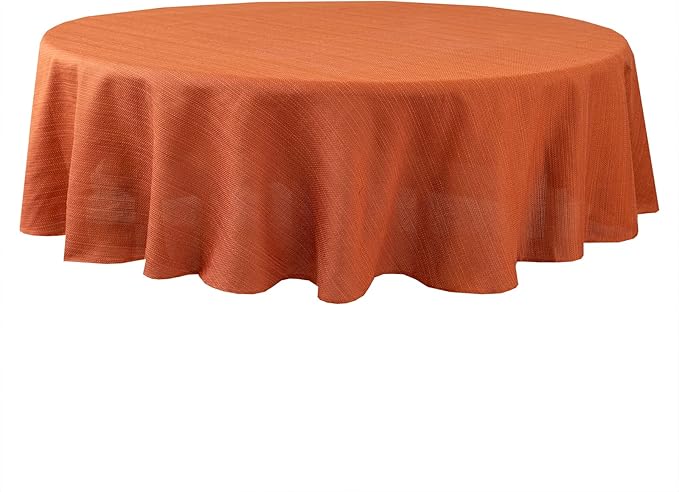 Benson Mills Cameron Textured Fabric Table Cloth, for Everyday Home Dining, Parties, Fall, Harvest, and Thanksgiving Tablecloth (70" Round, Bison/Rust/Burnt Orange)