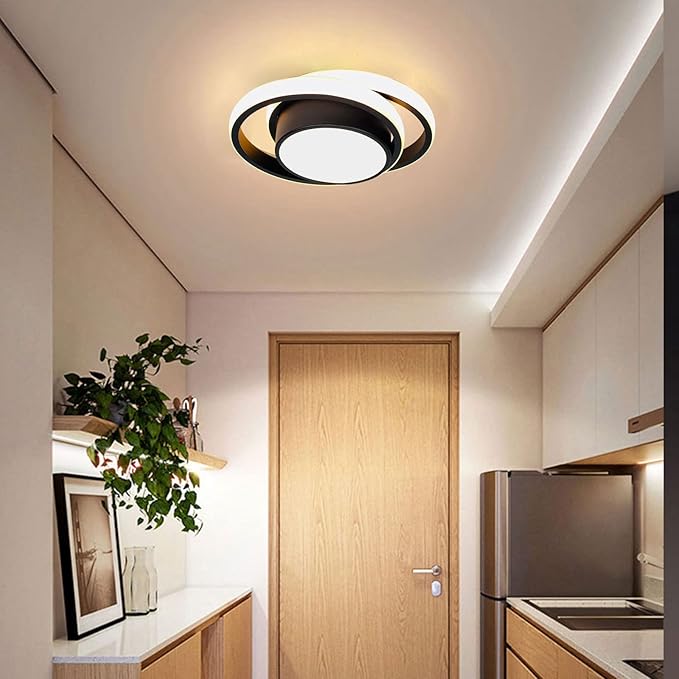 CANEOE Small Modern LED Ceiling Light,2 Rings Creative Design Ceiling Lamp Indoor Lighting Fixtures for Hallway Living Room Bedroom Kitchen Office (Warm White,3000K)