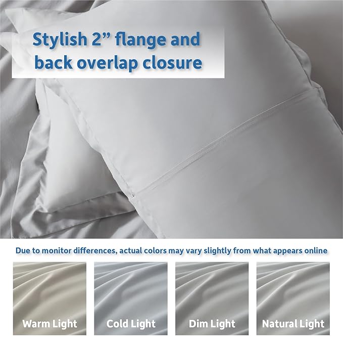 Nestl Twin Duvet Cover Set with Comforter Insert - Light Grey 3 Piece 68x90 Duvet Cover & 1 Pillow Sham with White Quilted Down Alternative Comforter, Ultra Soft, All Season