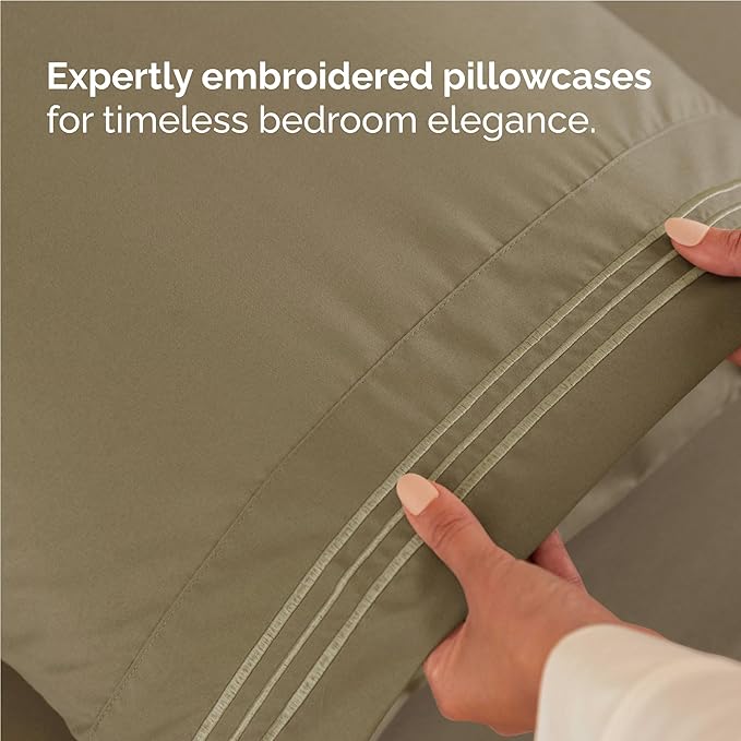 Full Size 4 Piece Sheet Set - Comfy Breathable & Cooling Bed Sheets Set - Hotel Luxury Bedding for Women, Men, Kids, Teens, Boys & Girls - Deep Pockets, Ultra-Soft and Wrinkle Free - Oeko-Tex - Khaki