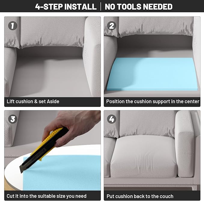 Couch Cushion Support for Sagging Seat - 20" x 20" High-Density Curved Foam Sofa Cushion Support Board,Couch Supporter for Under The Cushions,Blue Set of 3