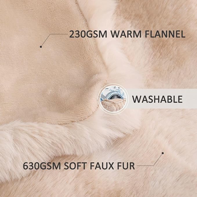 Faux Fur Throw Blanket Yellow Fluffy Bubble Furry Throw Blanket 50x60 for Sofa Couch Bedroom Fuzzy Soft Cozy Thick Khaki Tie-dye