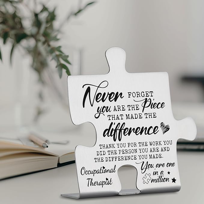 Occupational Therapist Gifts, Thank You Appreciation Gifts for OT Week Birthday Christmas Office Desk Decor Puzzle Piece Decorative Signs Plaques YCC36