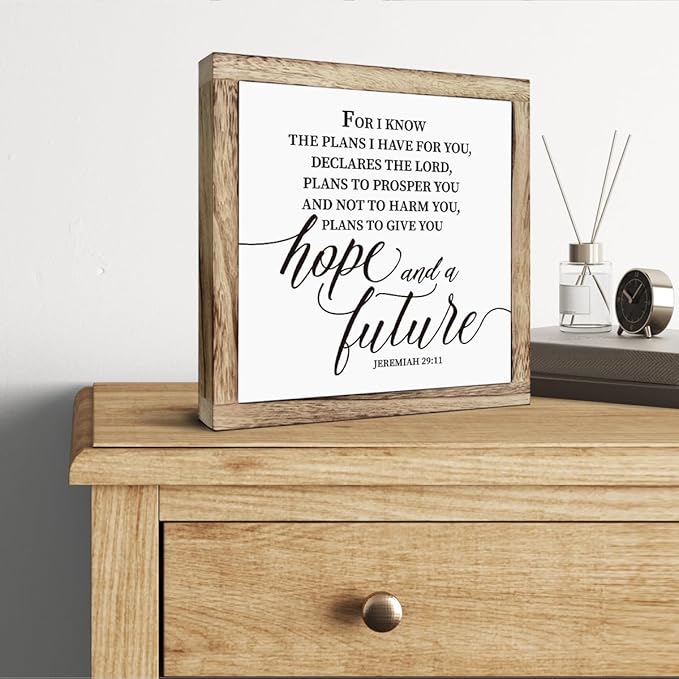 Scripture Sign, For I Know the Plans I Have for You Sign, Jeremiah 29:11 Sign, Wooden Plaques Box Signs, Inspirational Christian Sign, Bible Verse Decor, Religious Artwork for Home Decor, Office Decor
