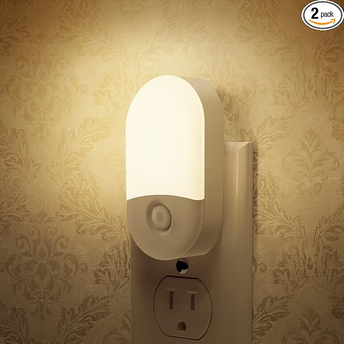 L LOHAS LED Night Lights Plug into Wall, [2 Pack] LED Dimmable Night Light with Light Sensors, 30/60LM Adjustable Brightness Nightlights, Soft White 3000K Automatic Night Light for Kid, Hallway