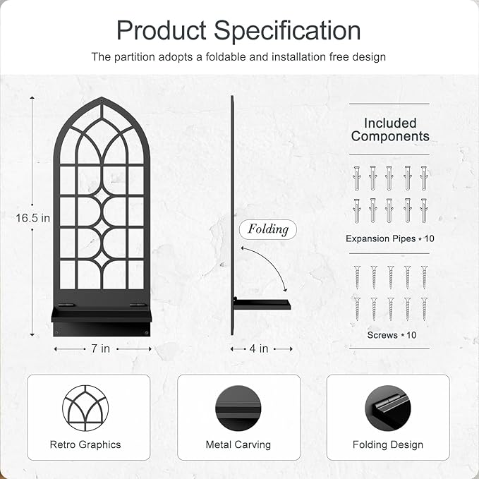 Wall Sconces Candle, Black Metal Wall Art Decor, Retro Line Wall Candle Holder for Living Room, Dining Room, Bedroom, Bathroom (16.5 x 7 in)