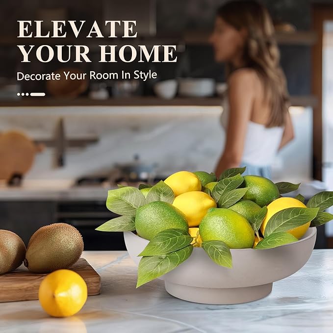 Large Decorative Concrete Bowl, Modern Handicraft Bowls for Home Decor, Decorative Fruit Bowl for Kitchen Counter, Stylish Key Bowl for Entry Table, Gray